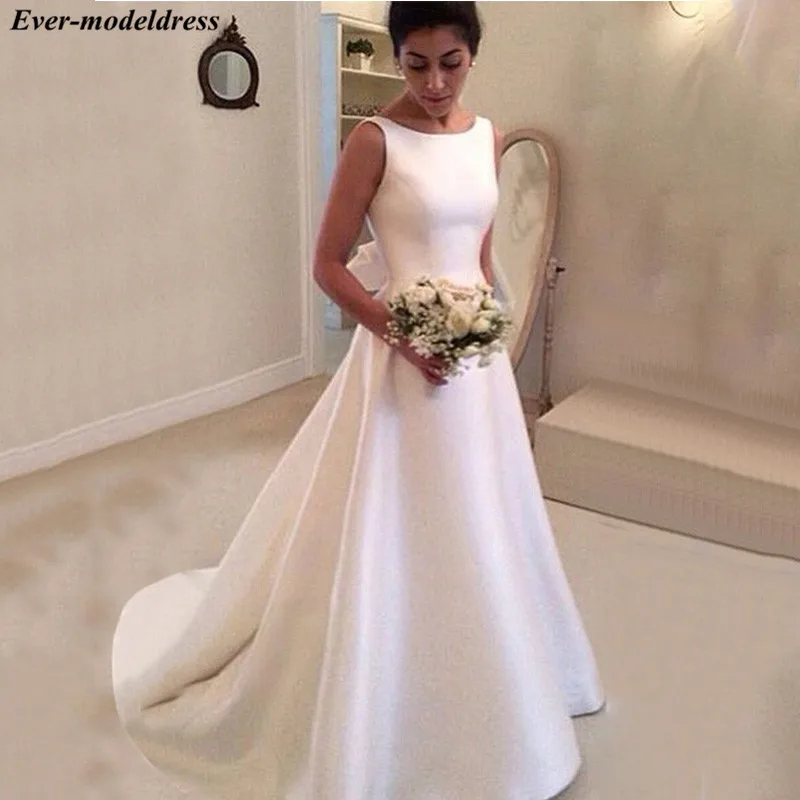 Женское свадебное платье недорогие платья с открытой спиной и бантом в стиле