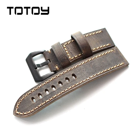 Ремешок TOTOY мужской кожаный в стиле милитари грубый браслет с отделкой для Panerai PAM
