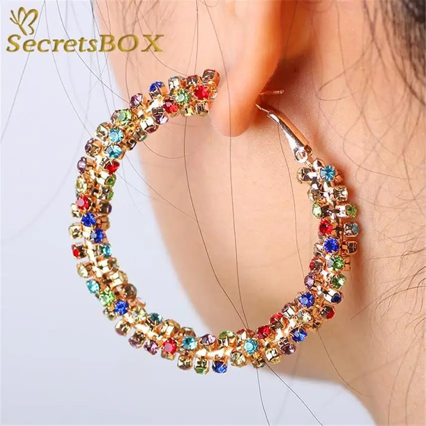 Crystal Hoop Earrings for Women 2015 Brincos Ouro Luxury Gold Plated Earring Pendiente Rhinestone Fashion Jewelry Bijuteria|earring stars|earrings