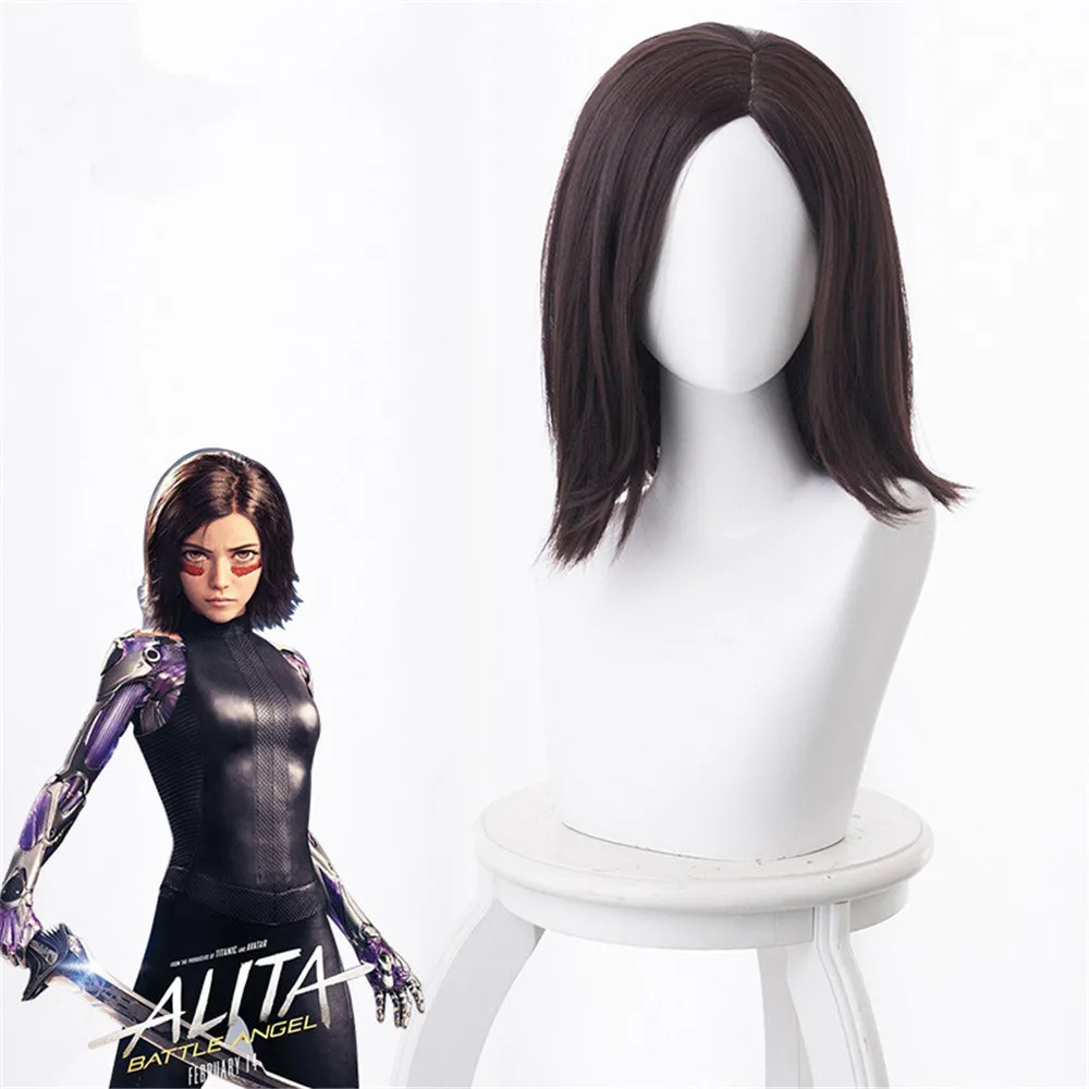 Новый фильм Alita боевой Ангел парики коричневые черные волосы для женщин Девушка
