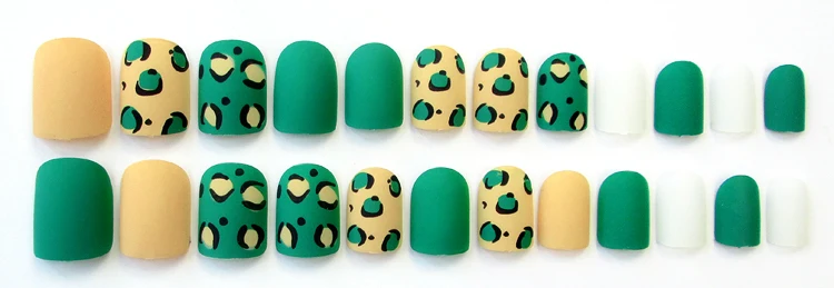 24 шт. накладные ногти зеленый желтые короткие матовая полный Типсы для ногтей