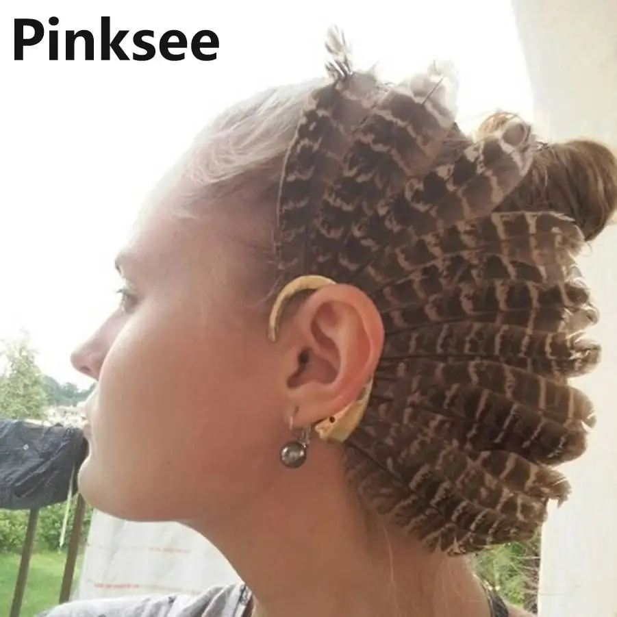 Левое ухо унисекс большая манжета для ушей с перьями золотые клипсы женщин и