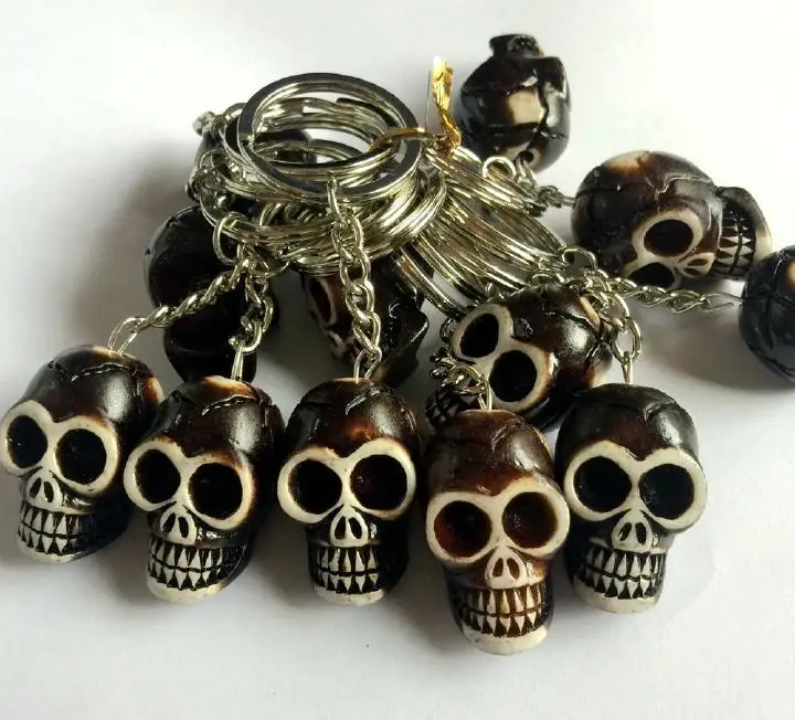 

FREE SHIPPING 12 pcs Vintage Style Biker Keychain Men's Jewelry Skull Charm Gift