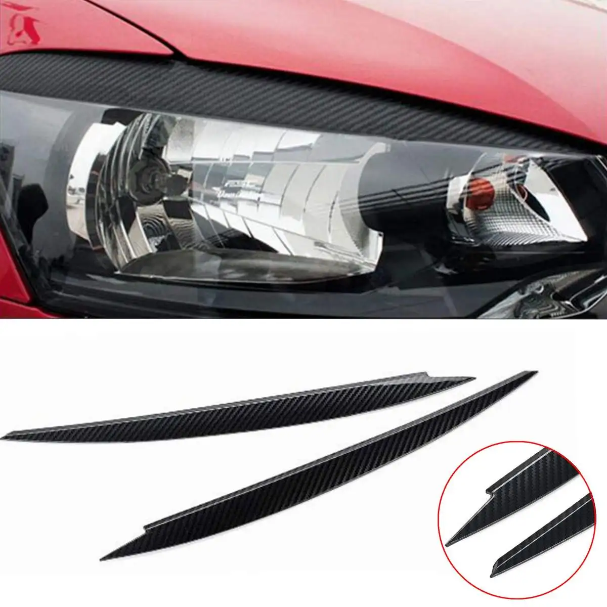 2 шт. Накладка для фар бровей век для VW Golf 7 VII GTI GTD R MK7 2013- 43x3 см ABS углеродное волокно Авто Запасная часть