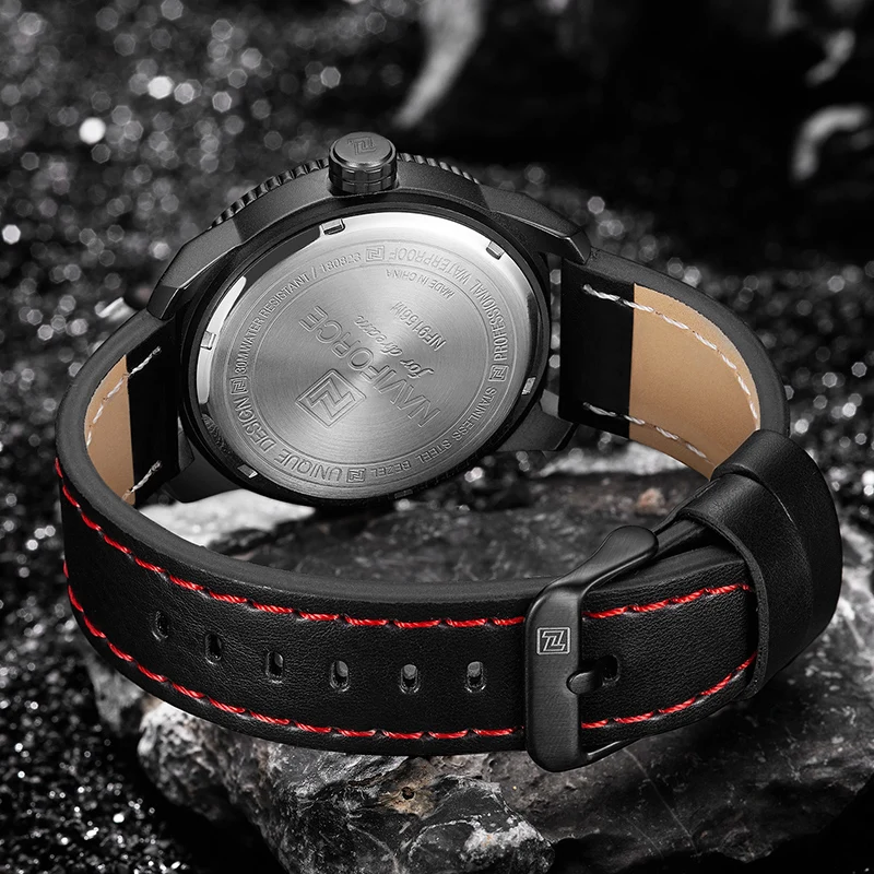 Часы NAVIFORCE мужские спортивные кварцевые с кожаным ремешком армейские 2019|Мужские
