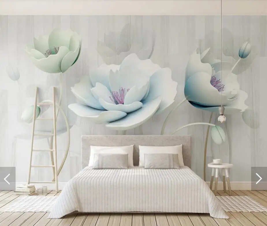 

Embossed Blue Flower 3D Photo Wallpaper Wall Mural for Bedroom Contact Paper Wall Papers Roll Stereo Wall Murals Home Decor