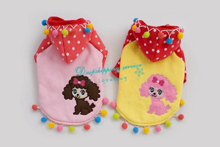 New Pet Dog Cat Clothes Curls Small Poodle Color Ball Sweater Teddy Polka Dot Coat Supplies Hoodie Free Shipping | Дом и сад