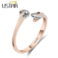 ustar aaa zircon wedding rings for women opening rose gold color crystal engagement rings female anel adjustable size