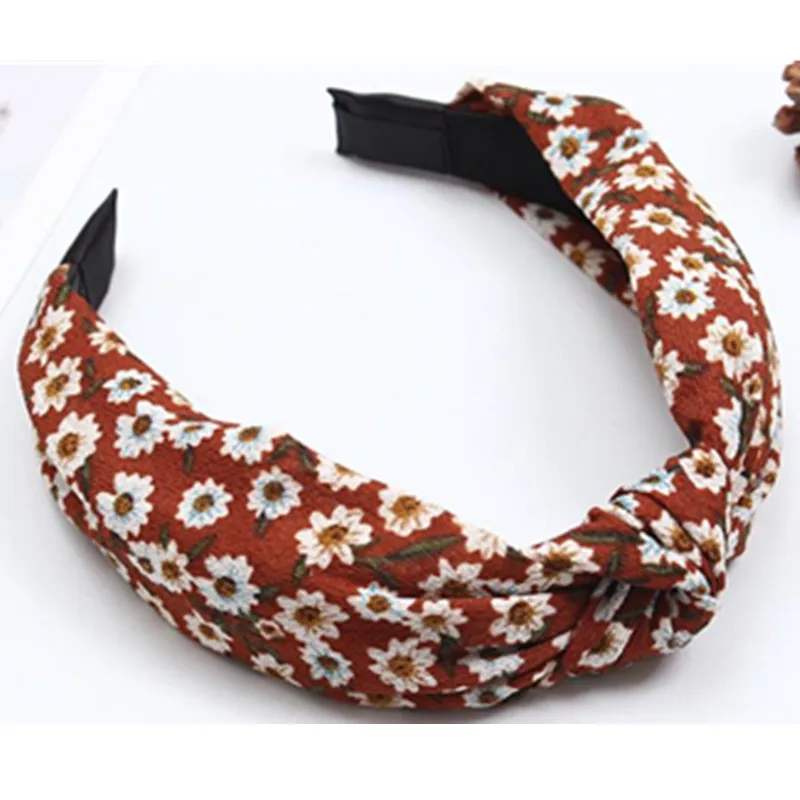 

Plaids Print Hairband for Women Hair Accessories Headwear Adults Leaves Print Knot Hairband Flower Print Hair Hoop Headband