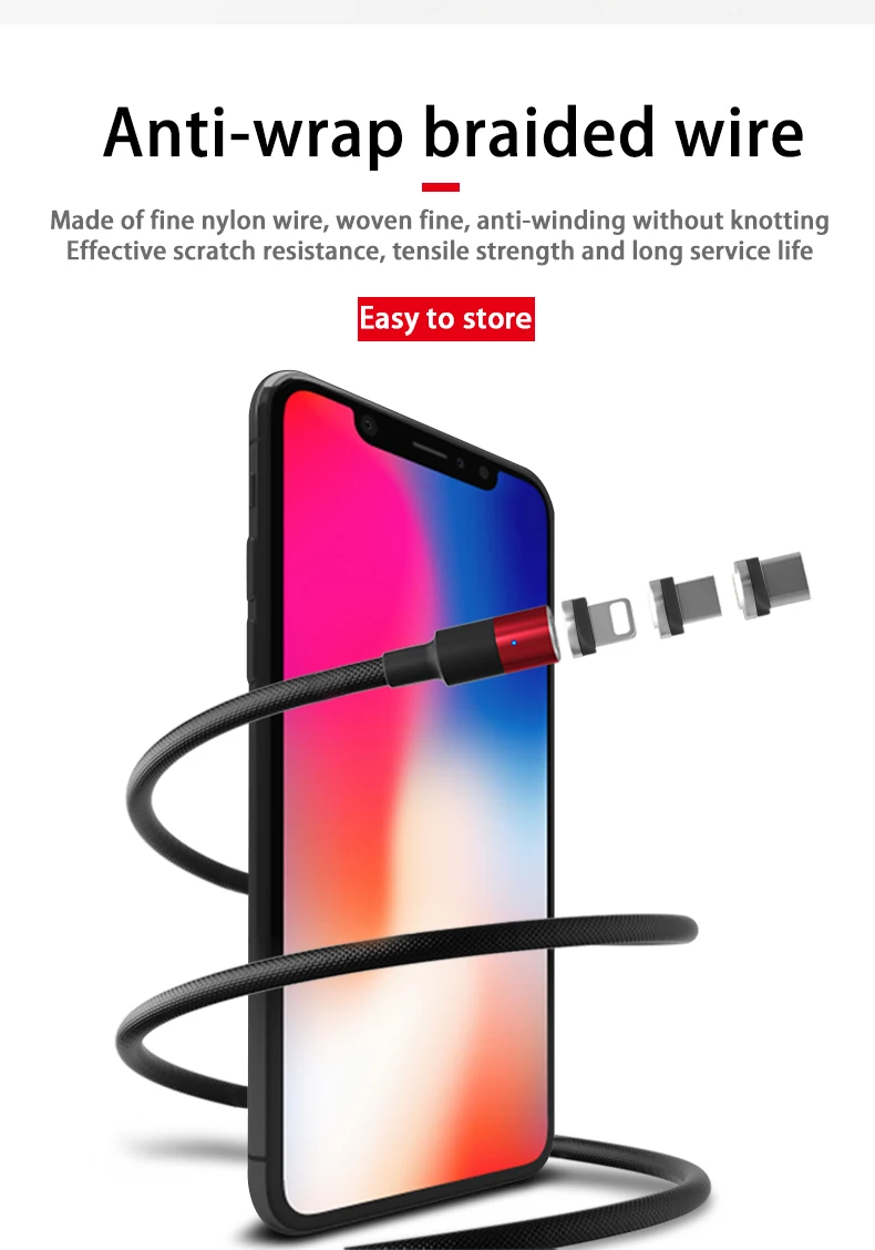 Магнитный зарядный кабель 3A Micro USB C 3 в 1 для iPhone xr xs max магнит Android Синхронизация данных Быстрая зарядка телефонный кабель Автомобильное зарядное устройство