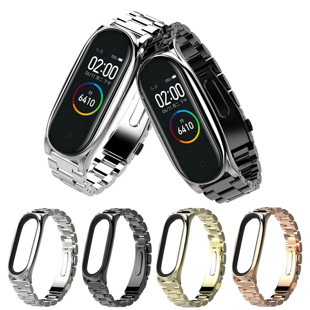 Ремешок из нержавеющей стали для xiaomi mi band 3 металлический браслет смарт-часов 4