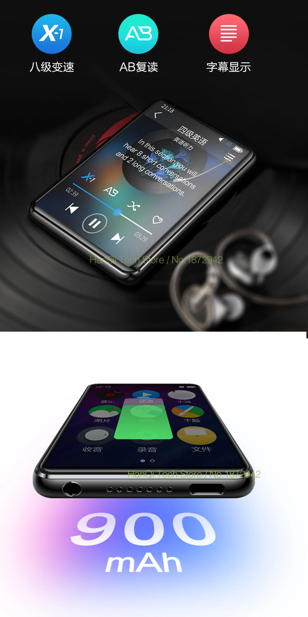 BENJIE X6 полный сенсорный экран MP3-плеер 4 Гб 8 Гб музыкальный плеер с fm-радио видео плеер электронная книга плеер MP3 со встроенным динамиком