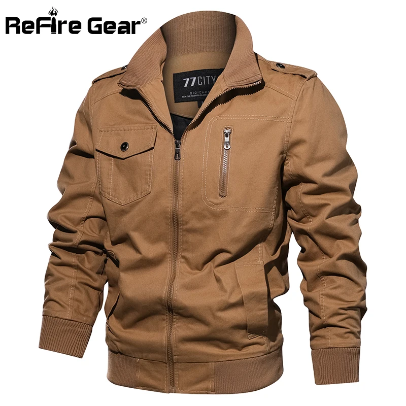 Мужская куртка в стиле милитари ReFire Gear Повседневная хлопковая пилот ВВС на осень