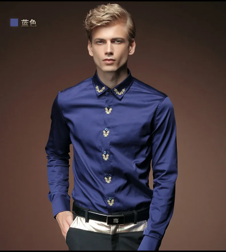 FanZhuan Free Shipping New man's 2015 autumn bamboo fibre male shirt white slim long-sleeve embroidered casual top 2012 | Мужская
