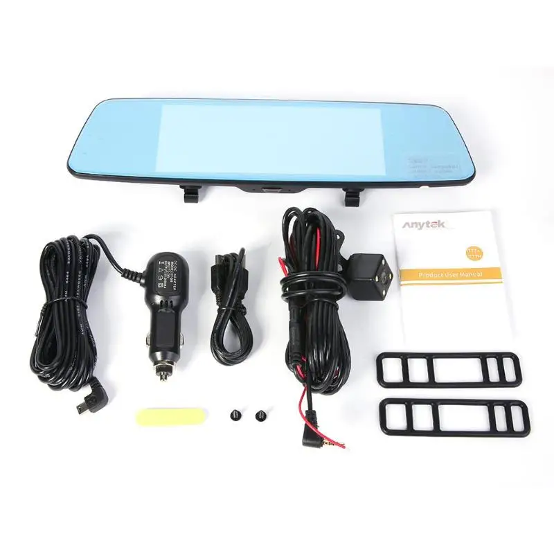 Anytek T77+ 6,86 дюймов Автомобильное зеркало заднего вида DVR камера с двумя объективами Dash Cam камера заднего вида радар детектор 3 в 1 камера