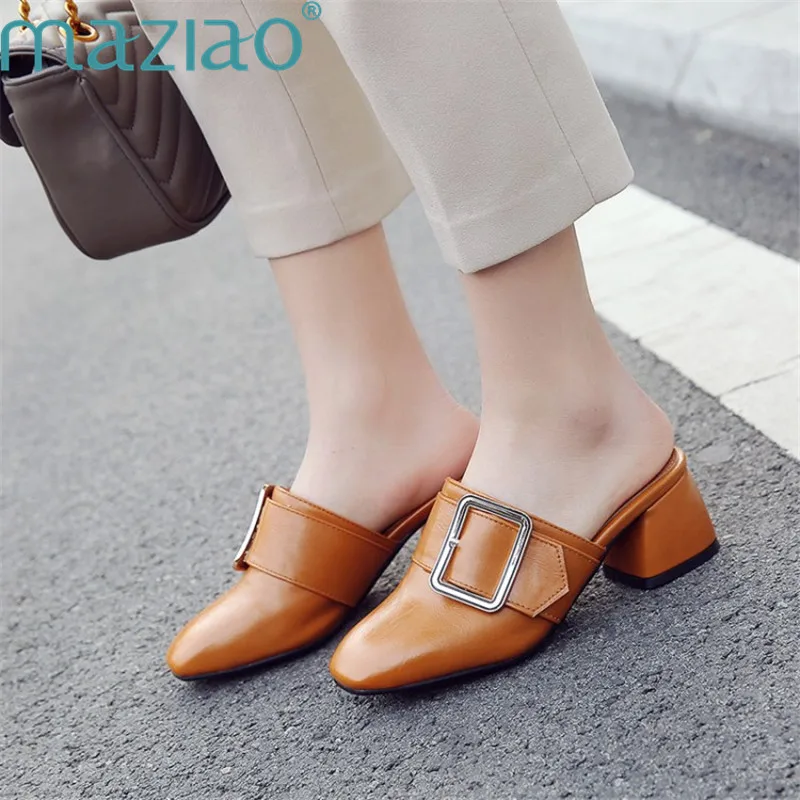 Женские шлепанцы с закрытым носком и пряжкой на ремешке Повседневная женская