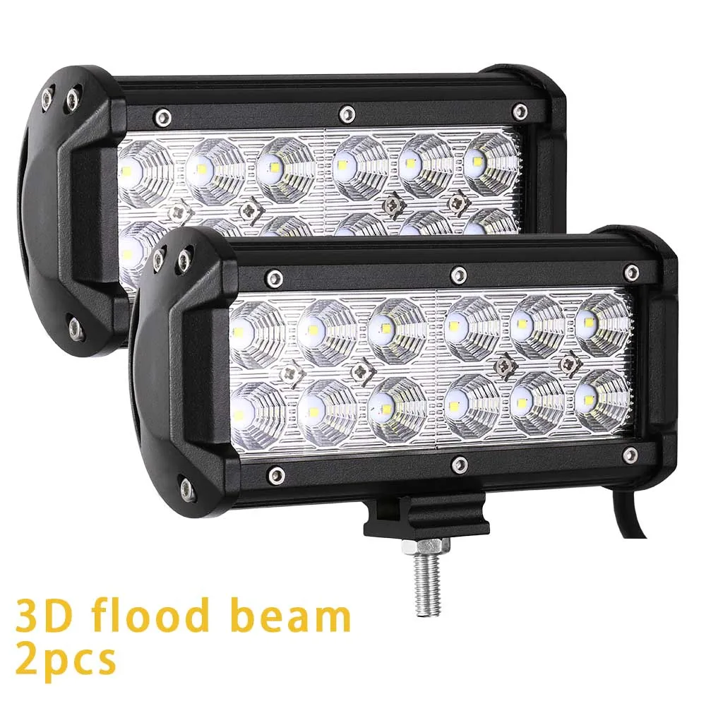 2PCS 36W Flood Светодиодный фонарь для внедорожника, 4WD, для грузовика, трактора, лодки, прицепа, 4x4, для внедорожника, квадроцикла, 12 В, 24 В, точечный прожектор, светодиодный светильник, светодиодный светильник - Цвет: 2PCS 36W Flood