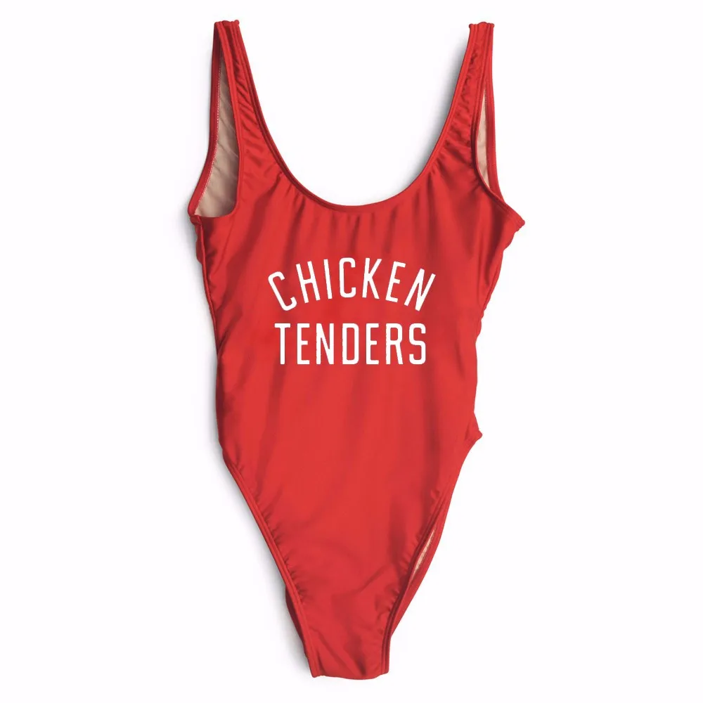 

CHICKEN TENDERS swimsuit letter print bodysuit women sexy bathing suits one-piece swimwear Jumpsuits Rompers high cut suits