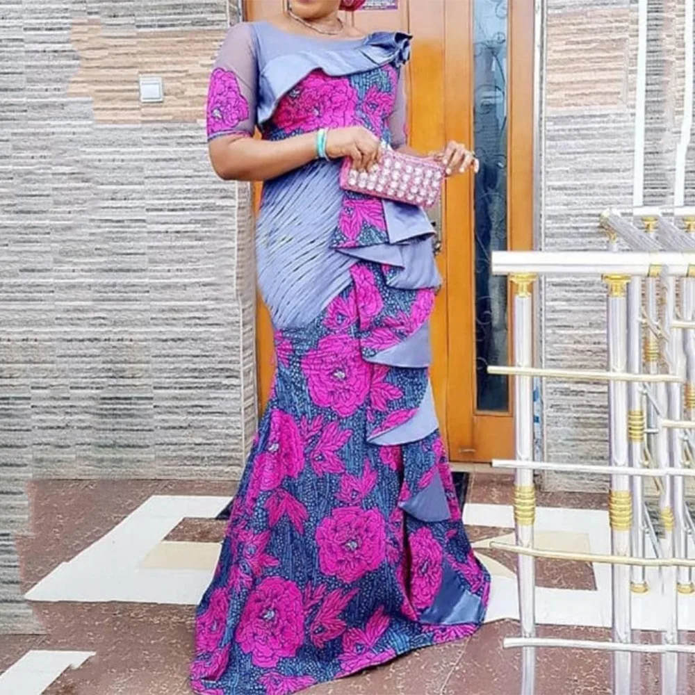 2019 платье в африканском стиле женское с блестками и круглым вырезом Повседневное