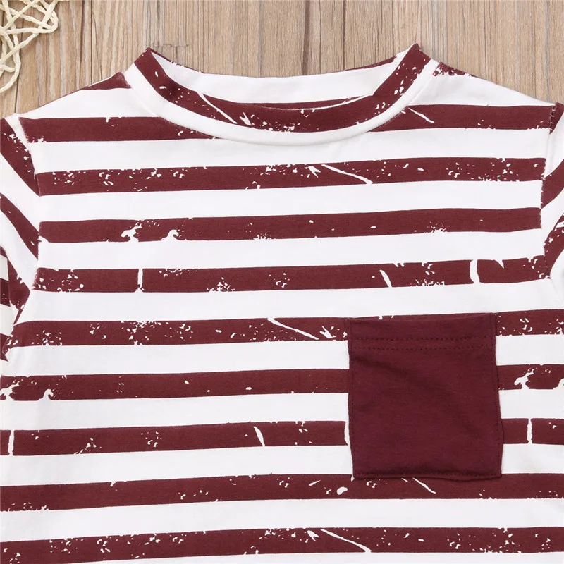 Emmababy 2-6Y Kids Baby Boy Clothes Casual Boys Cotton Striped Tops T-shirt Harem Pants Fashion 2PCS Outfit Clothing Set |