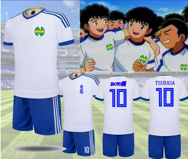 

Футболка + шорты cos Captain Tsubasa, трикотажный футбольный костюм, быстросохнущая ткань для детей и взрослых, костюм для косплея