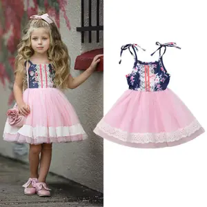 2018 Брендовое детское фатиновое платье без рукавов с цветочным рисунком для девочек 1-5 лет