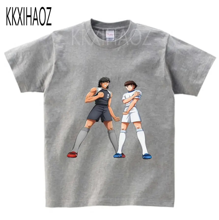 gray1 childreT-shirt Летняя детская футболка для мальчиков футболки с короткими рукавами с принтом капитан Цубаса хлопковая детская футболка с круглым вырезом Одежда для мальчиков N - Цвет: gray1 childreT-shirt