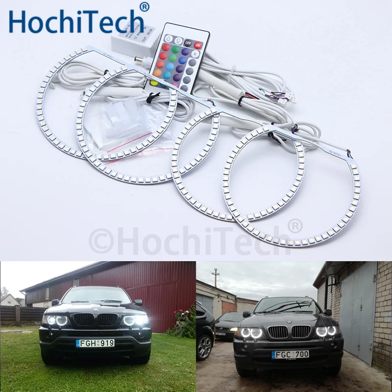 Для BMW E53 X5 2000 2001 2002 2003 Многоцветный комплект светодиодов глаза ангела RGB гало