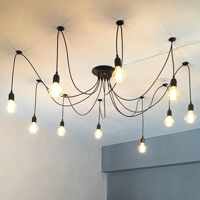 Бар творческий ретро промышленные подвесные светильники 10 Огни E27 Железный кулон