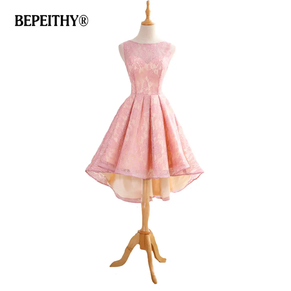 Халат De Soiree Высокий Низкий кружево платье для выпускного вечера Scoop vestido Festa
