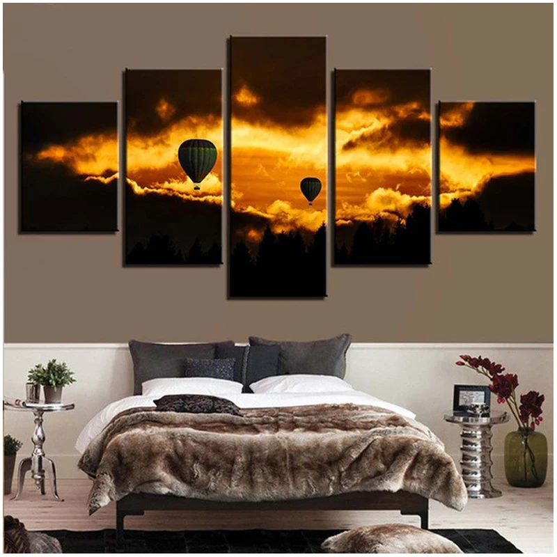 

5pcs diamond embroidery Hot Air Balloon Landscape 5d diy diamond painting full square round mosaic pictures of rhinestoneZP-2959