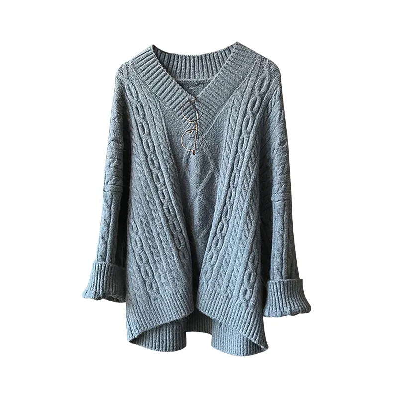 Cherry Chesse Women Autumn Twist Sweater Long Sleeve Solid V Neck Tops Female Casual Pullovers | Женская одежда