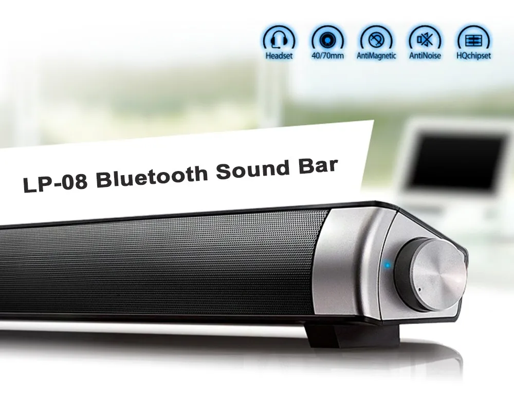 Звуковая панель беспроводной Bluetooth динамик LP-08 HIFI звуковая коробка Сабвуфер Бумбокс USB стерео громкий динамик для компьютера ПК планшет ТВ