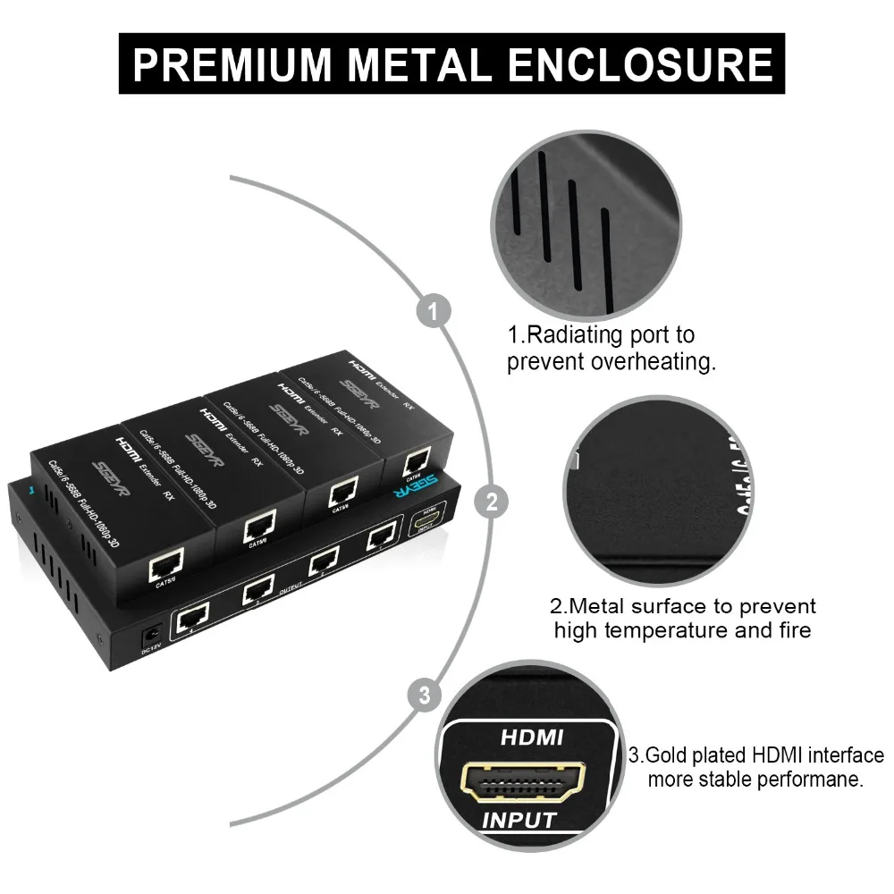 Удлинитель HDMI 196ft разветвитель 1x4 удлинитель от 1 до 4 по Cat5e/Cat6 Ethernet кабель 60 м