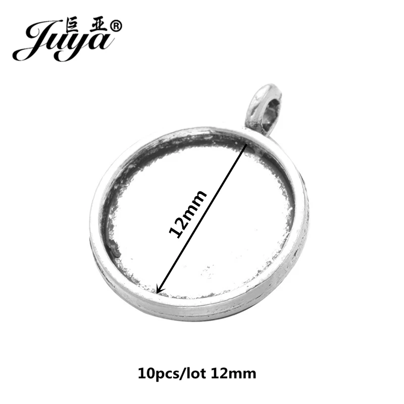 Ancient Silver JUYA 10 шт./лот, подвеска из цинкового сплава, пустая Камея, кабошон, Базовая установка для DIY, ожерелье, подвеска, ювелирные изделия, принадлежности для изготовления - Цвет: Ancient Silver