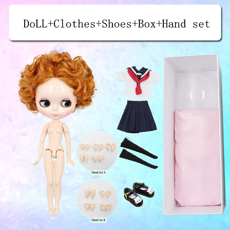 like the picture Кукла Blyth, комбинация из коричневых волос, шарнирное тело куклы, одежда, обувь, защитная коробка, ручной набор AB в подарок 1/6 BJD - Цвет: like the picture