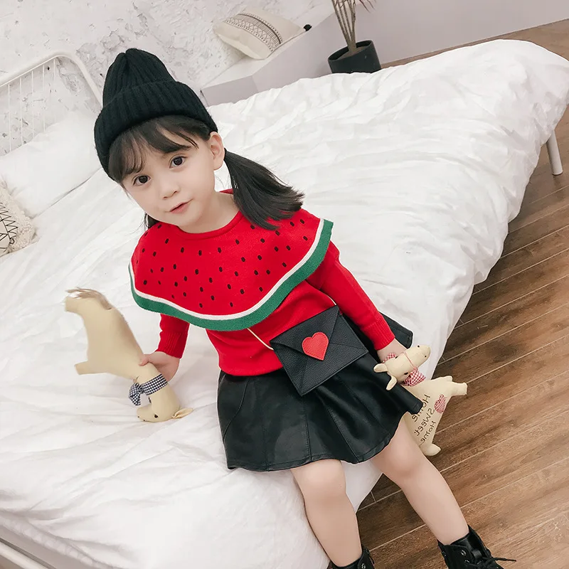 Lovely Baby Girls Watermelon Sweater Clothes Outfits Cotton 2018 New Toddler Kids Long Sleeve Cloak Knitted Tops Outwear 1-5Yrs | Детская