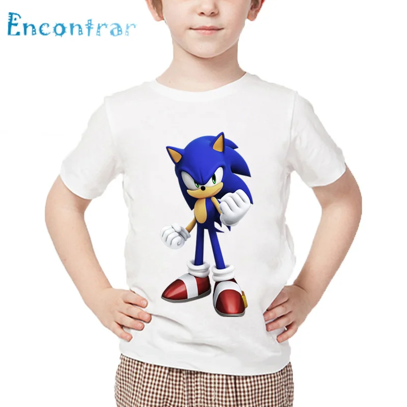 Дети мультфильм печати Sonic The Hedgehog Смешные футболка для маленьких мальчиков