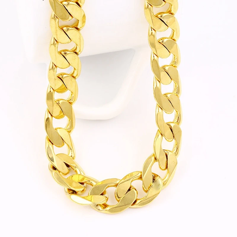 

Statement Jewelry Solid Yellow Gold Filled Mens Curb Necklace Chain 24"