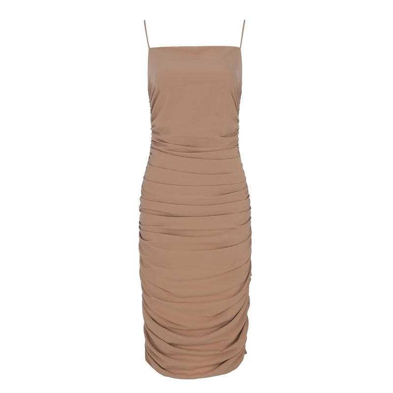 Bqueen 2019 Women's Midi Bandage Dress Sexy Spaghetti Strap Draped Split Backless Sheath Bodycon Club Party Dresses Vestidos | Женская