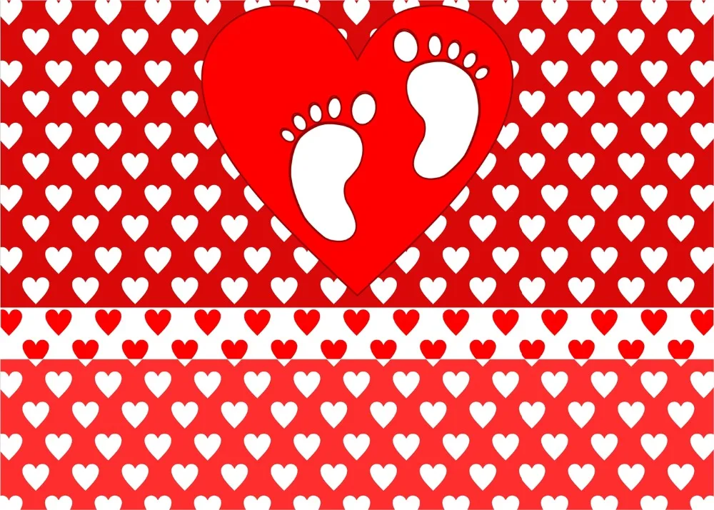 DePhoto фон для фотостудии red love Baby Shower girl отпечаток ноги оригинальный дизайн