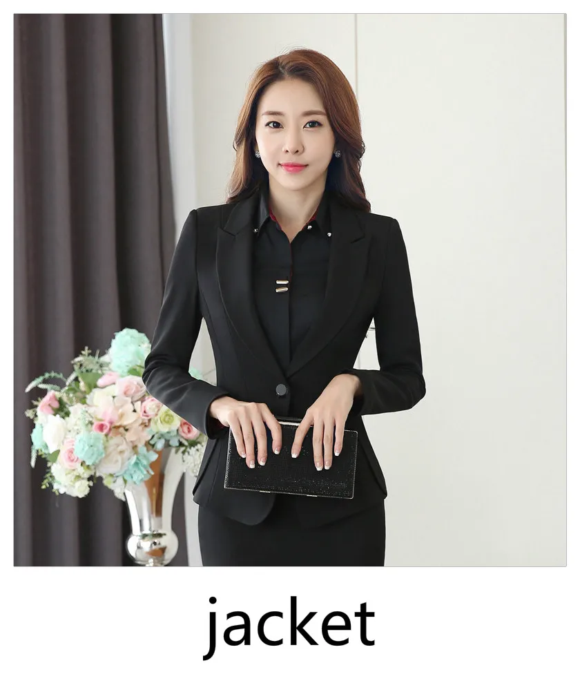 jacket Женские деловые костюмы, рабочая одежда, Офисная женская униформа, однобортный офисный Блейзер, Feminino, элегантные деловые брюки, брюки/юбка, комплект - Цвет: jacket