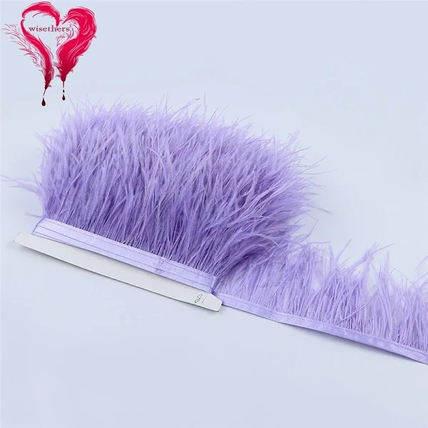 Light Purple 30 цветов, ширина 1 метр, 8-10 см, милые мягкие крашеные пуховые цветные натуральные страусиные перья, бахрома, отделка для шитья обуви - Цвет: Light Purple