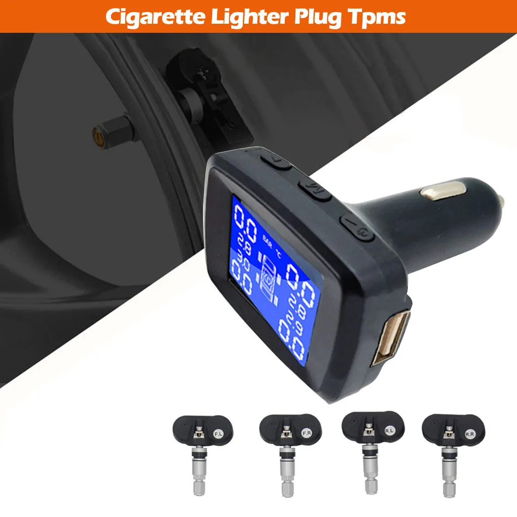 Автомобильный TPMS USB Зажигалка разъем система мониторинга давления 4 Внешний