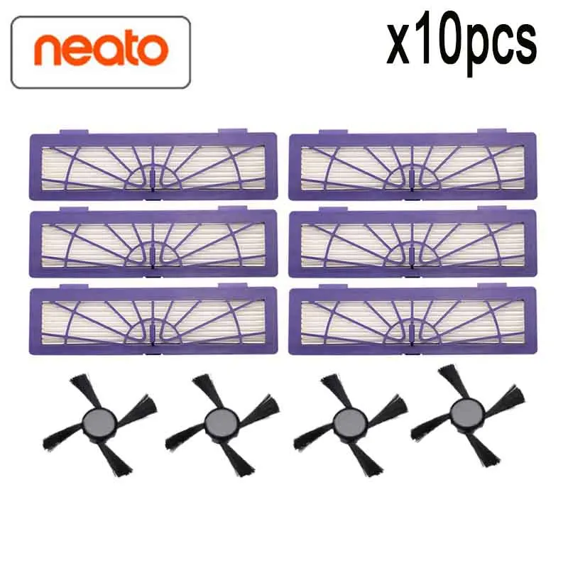 zh10pcs HEPA фильтры и боковая щетка для Neato Botvac D серии D7 D80 D85 D3 D75 D5 70e 75 80 85 Запчасти для пылесоса запасные части - Цвет: zh10pcs