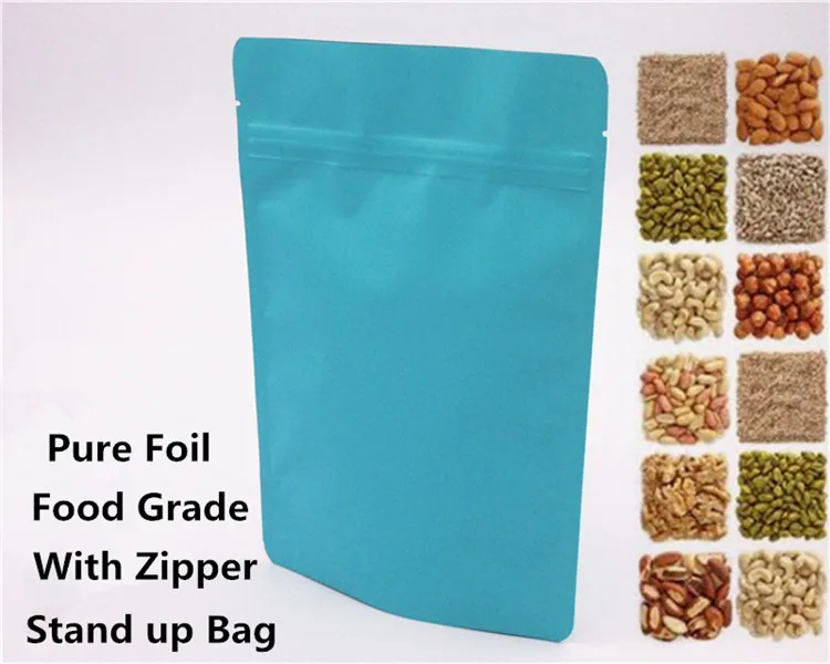 50pcs Stand up Matt Blue Aluminum Foil Food Ziplock Bag Doypack Coffee Tea Package Fidget Spinner Toys | Дом и сад