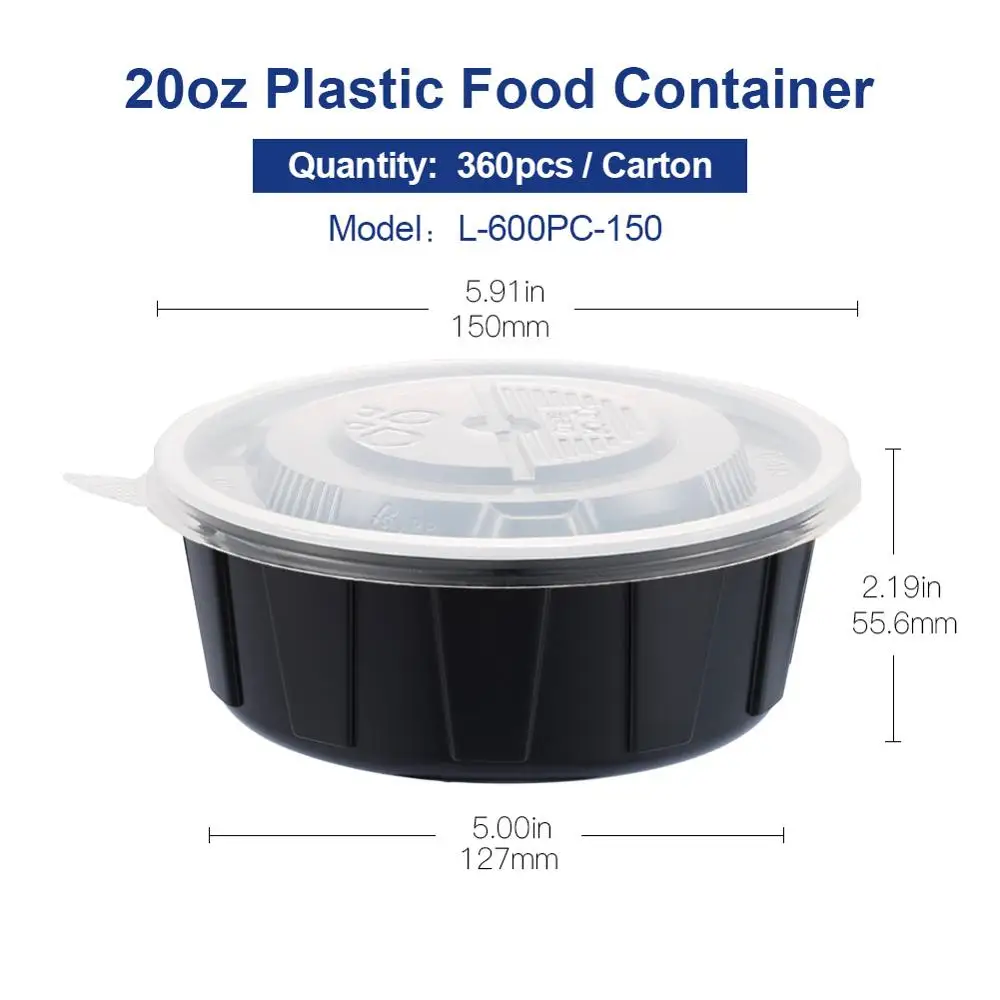 600ml-Clear-360pcs OTOR 12 унций 20 унций одноразовое приготовление еды Bento коробка контейнер с крышками Microwaveable контейнер для хранения еды Ланч-бокс - Цвет: 600ml-Clear-360pcs