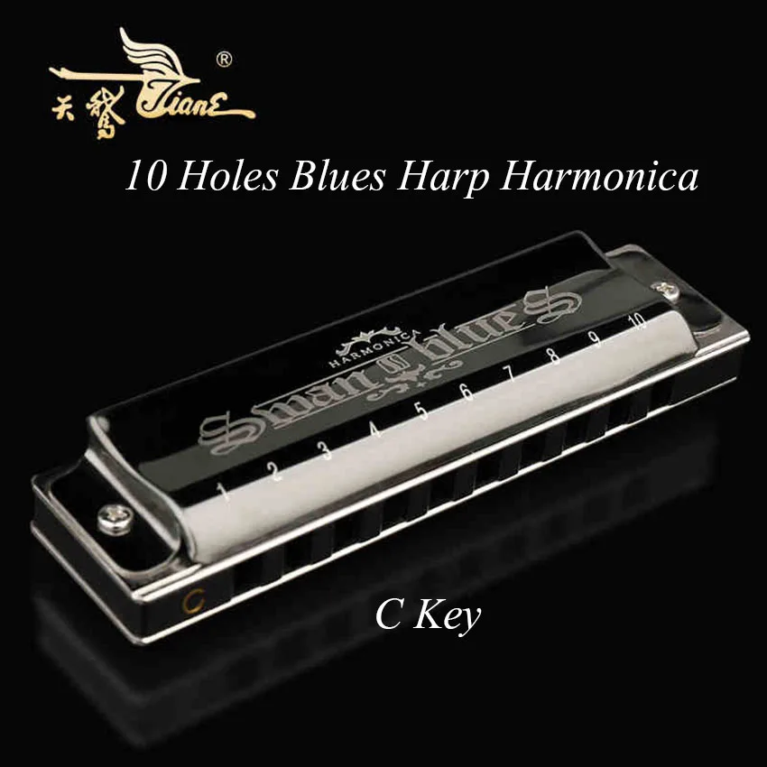 Harmônica o Mestre Cisne Buraco Diatônica Blues Harpa c Chave Assinatura Boca Preta Órgão Vento Instrumento Musical Presentes 10