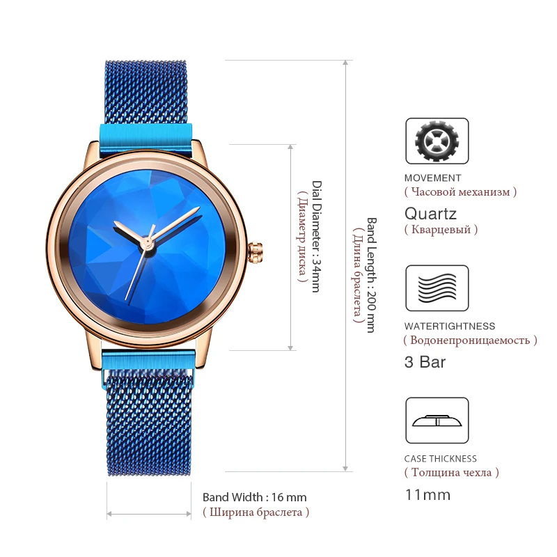 

IBSO Blue Watches Women Brand Luxury Stainless Steel Ladies Quartz Watch 2019 New SK Women Bracelet Watches Reloj Mujer #8806SS