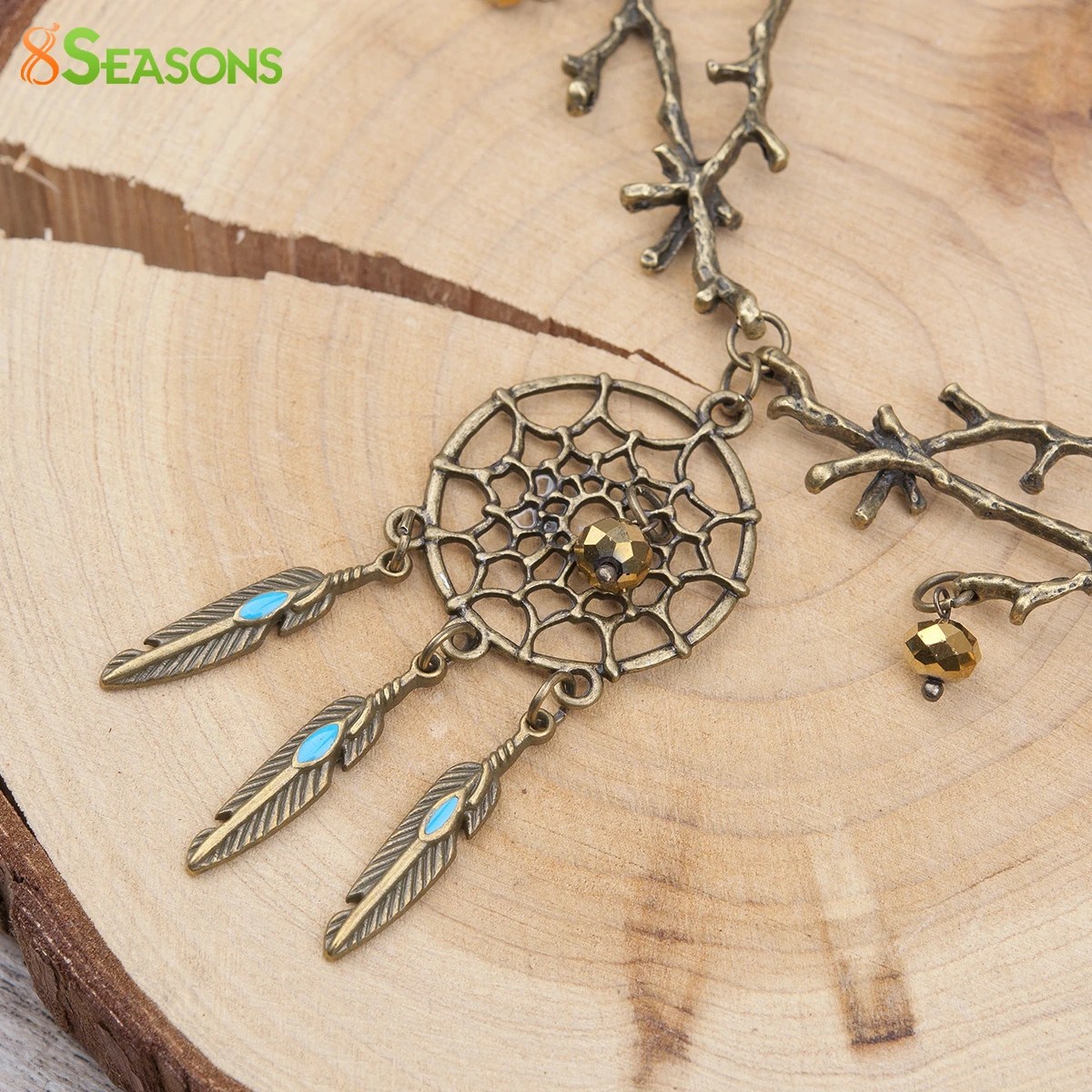 Винтажное массивное ожерелье 8 сезонов цепочка из античной бронзы с оранжевыми